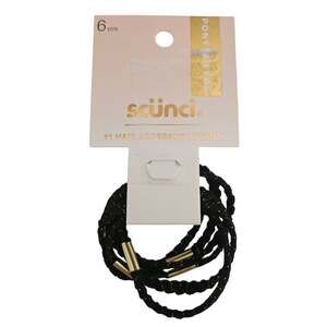 Scunci Black & Gold Ponytail Ties NEW